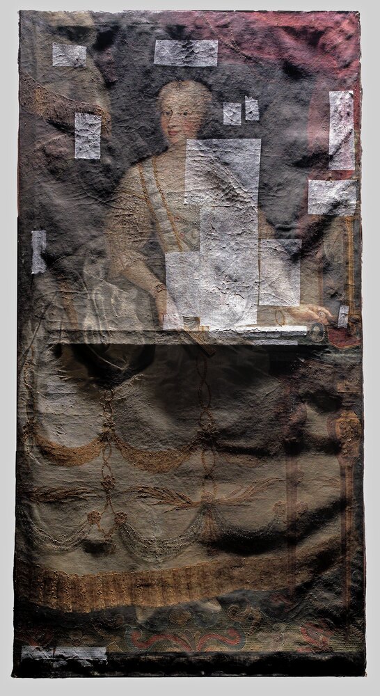 Venaria, Reggia, G. Panealbo (attr.), Portrait of Polissena Cristina of Hesse Rheinfels, inv. R 6473 - before restoration, grazing light