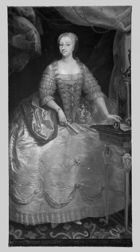 Venaria, Reggia, G. Panealbo (attr.), Portrait of Polissena Cristina of Hesse Rheinfels, inv. R 6473 - infrared IR (950 nm)