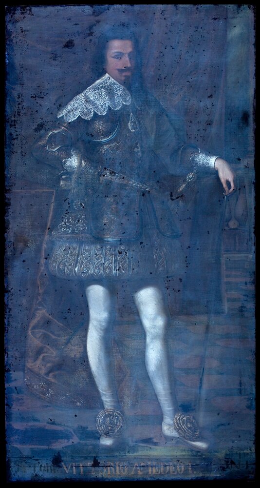 Venaria, Reggia, Portrait of Vittorio Amedeo I, inv. R 5534 - UV analysis