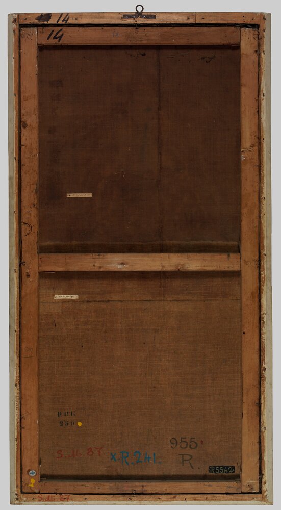 Venaria, Royal Palace, Portrait of Beatrice of Portugal, inv. R 5542, verso - before restoration