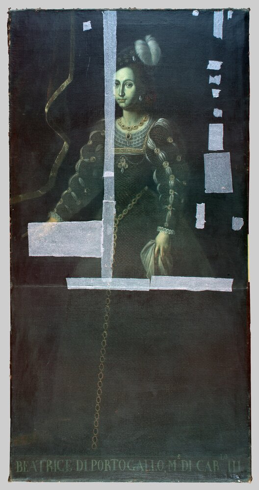 Venaria, Royal Palace, Portrait of Beatrice of Portugal, inv. R 5542 - Infrared in false color (950 nm)