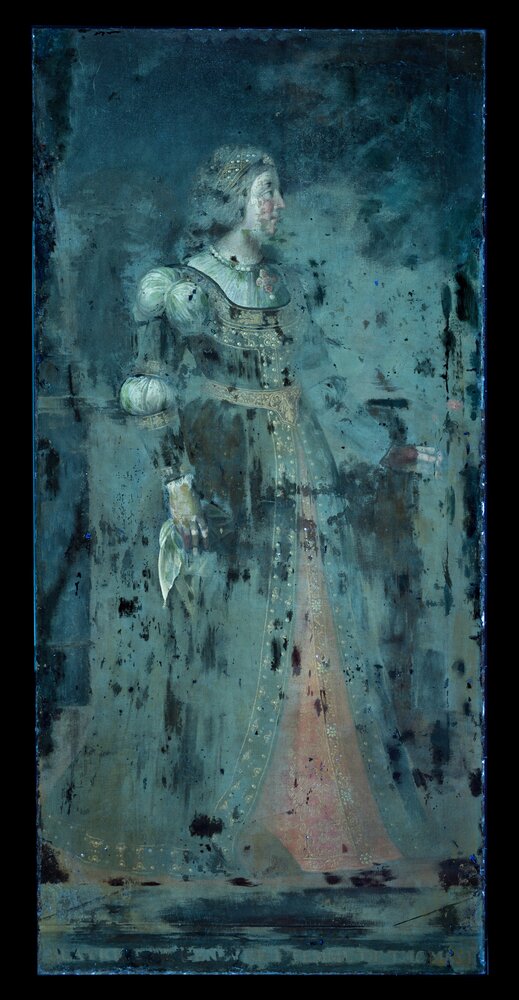 Venaria, Reggia, V. A. Grassi, Portrait of Beatrice of Geneva, inv. R 1518 - UV analysis