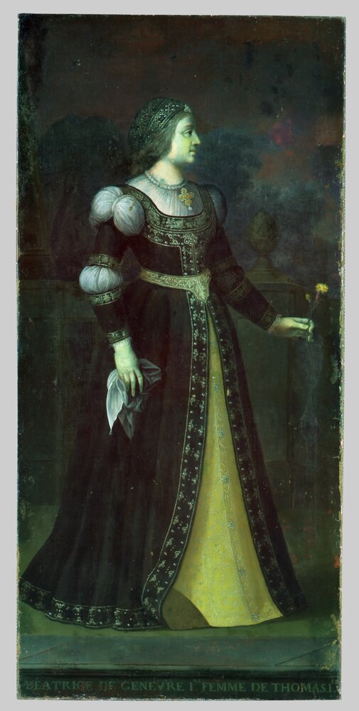 Venaria, Reggia, V. A. Grassi, Portrait of Beatrice of Geneva, inv. R 1518 - infrared false color (950 nm)