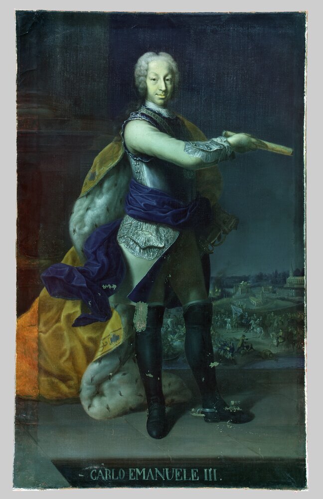 Venaria, Reggia, G. Panealbo (attr.), Portrait of Carlo Emanuele III, inv. R 6469 - Infrared in false color (950 nm)