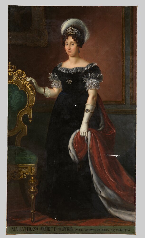 Venaria, Reggia, T. Lorenzone, Portrait of Maria Theresa of Austria-Este, inv. R 1493 - during restoration, grouting