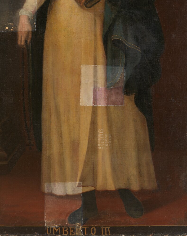 Venaria, Reggia, Portrait of Umberto III, inv. R 1519 - during restoration, cleaning