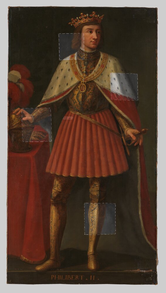 Venaria, Reggia, Portrait of Philibert II the Beautiful, inv. R 5541 - during restoration, cleaning