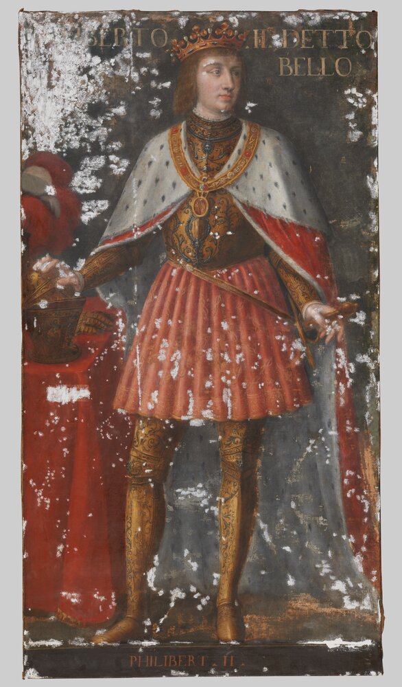 Venaria, Reggia, Portrait of Philibert II the Beautiful, inv. R 5541 - during restoration, grouting