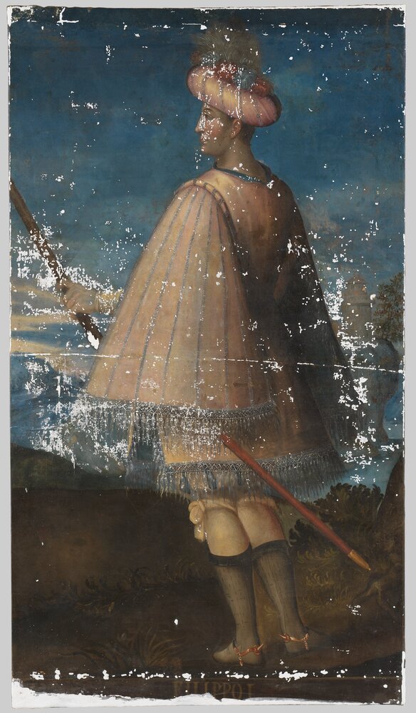 Venaria Reale, Royal Palace, Portrait of Philip I, inv. R 1515 - during restoration, grouting