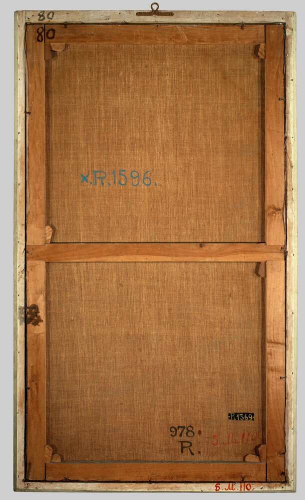 Venaria, Reggia, F. Marabotti, Portrait of Maria Cristina of Bourbon, inv. R 1369, verso - before restoration