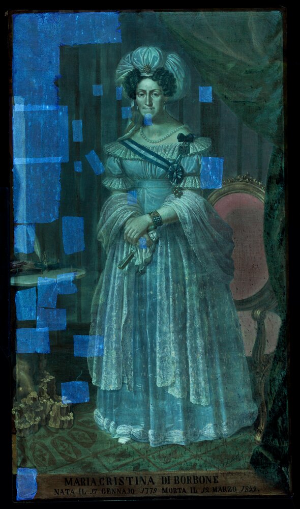 Venaria, Reggia, F. Marabotti, Portrait of Maria Cristina of Bourbon, inv. R 1369 - UV analysis