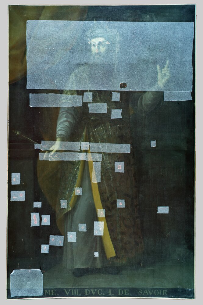 Venaria Reale, Reggia, G. Panealbo (attr.), Portrait of Amadeus VIII, inv. R 1512 - Infrared in false color (950 nm)