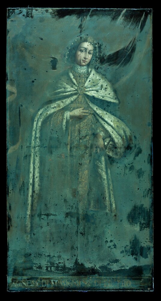 Venaria, Royal Palace, Portrait of Agnes by Faucigny, inv. R 1484 - UV analysis