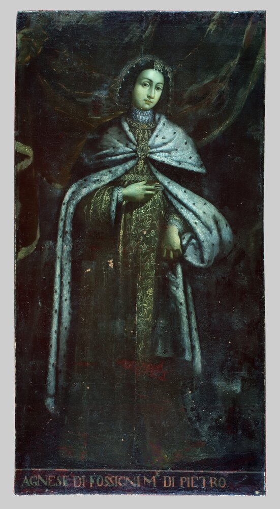 Venaria, Royal Palace, Portrait of Agnes by Faucigny, inv. R 1484 - Infrared in false color (950 nm)