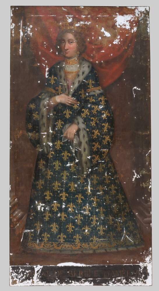 Venaria, Reggia, Ritratto di Bona di Berry, inv. R 1503 - durante il restauro, stuccatura