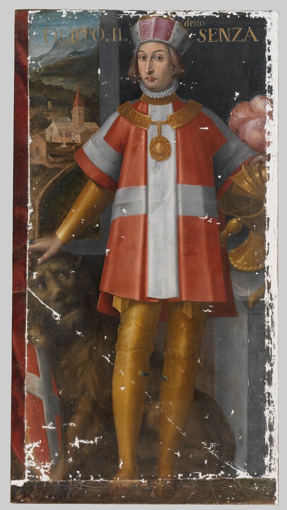 Venaria, Royal Palace, Portrait of Philip II, inv. R 1501 - during restoration, grouting