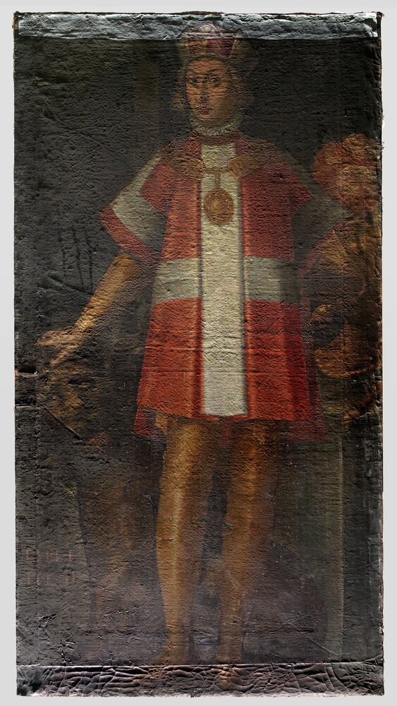 Venaria, Royal Palace, Portrait of Philip II, inv. R 1501 - before restoration, grazing light