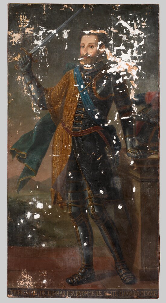 Venaria, Reggia, Portrait of Peter II, inv. R 1491 - during restoration, grouting