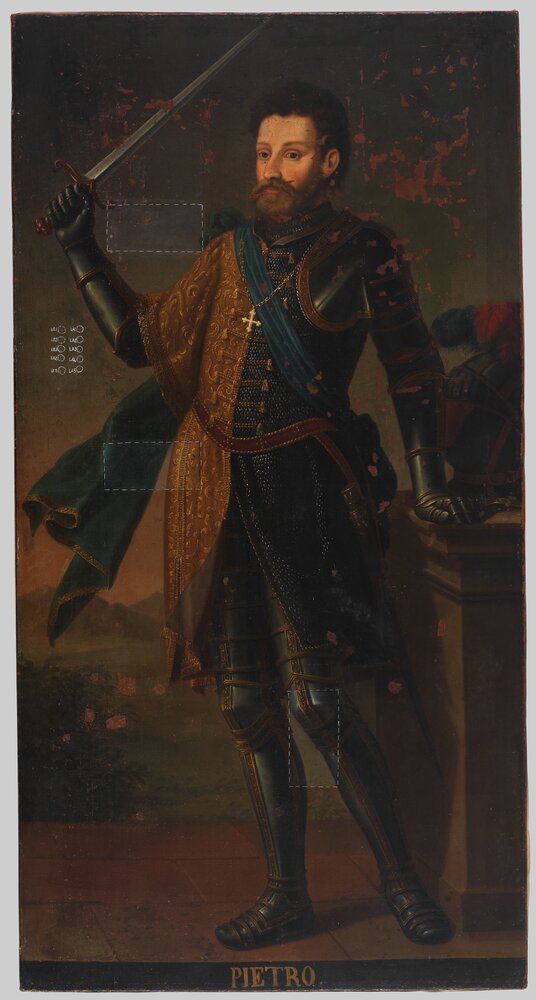 Venaria, Reggia, Portrait of Peter II, inv. R 1491 - during restoration, cleaning