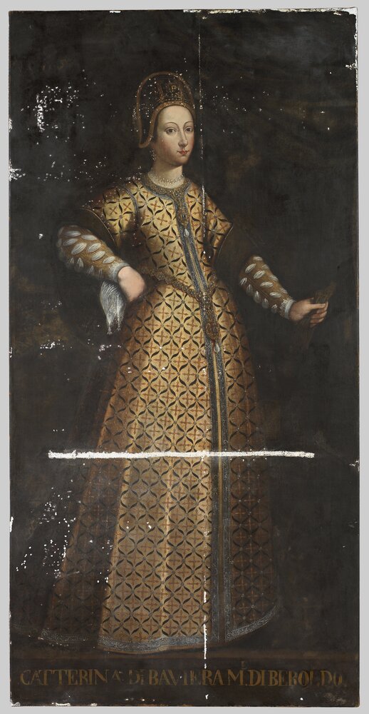 Venaria, Royal Palace, Portrait of Catherine of Bavaria, inv. R 1523 - during restoration, grouting