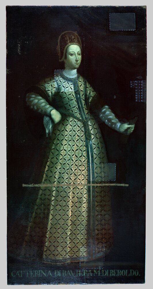 Venaria, Royal Palace, Portrait of Catherine of Bavaria, inv. R 1523 - Infrared in false color (950 nm)