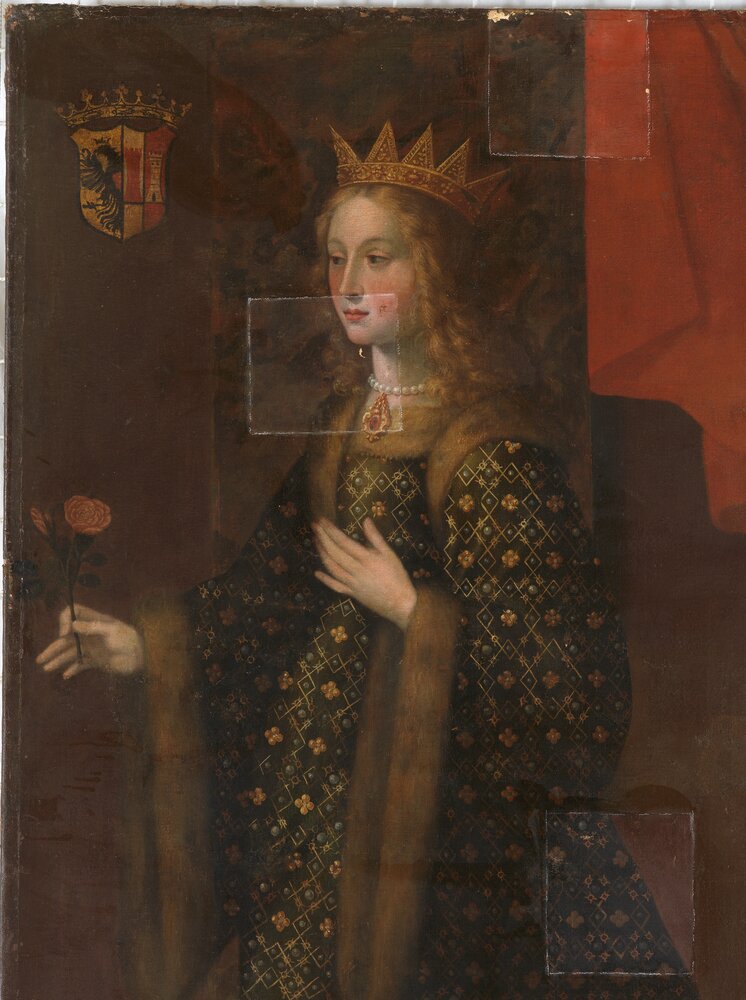 Venaria, Royal Palace, Portrait of Adelaide of Susa, inv. R 1509 - during restoration, cleaning