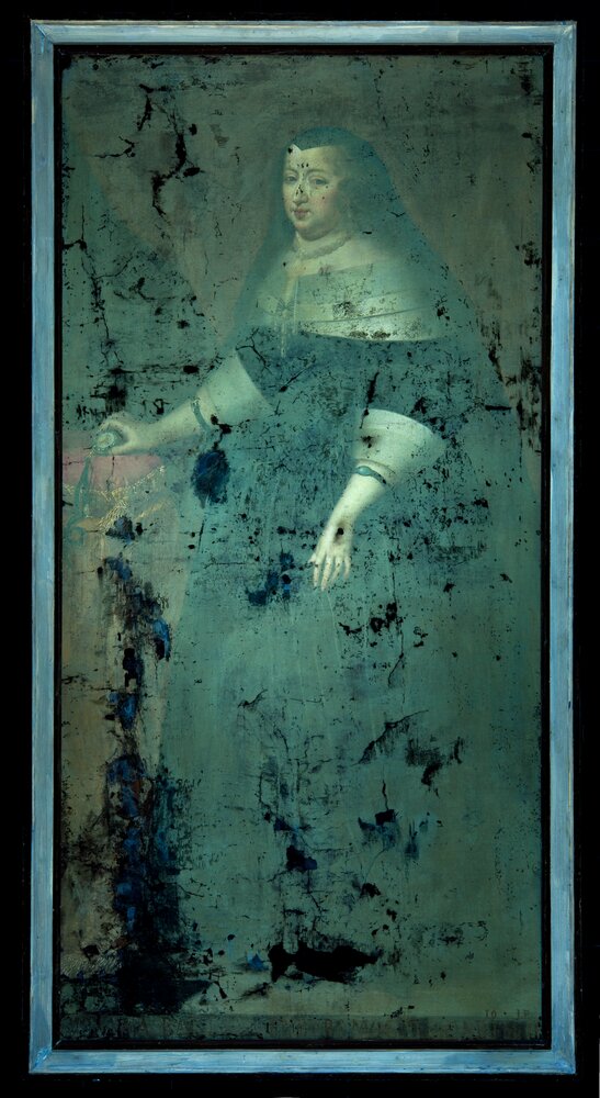 Venaria, Reggia, G. Panealbo (attr.), Portrait of Maria Giovanna Battista di Nemours, inv. R 6476 - UV analysis