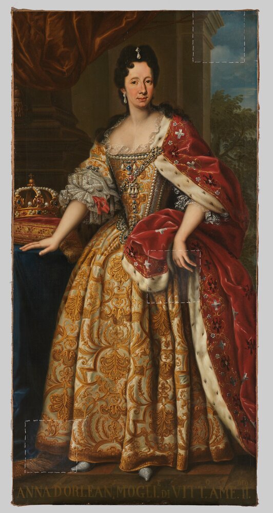 Venaria, Reggia, G. Panealbo (attr.), Portrait of Anna d'Orleans, inv. R 6468 - during restoration