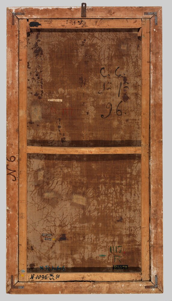 Venaria, Reggia, Portrait of Francesca Borbone di Valois, inv. R 6478, verso - before restoration