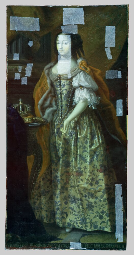 Venaria, Reggia, Portrait of Francesca Borbone di Valois, inv. R 6478 - Infrared in false color (950 nm)