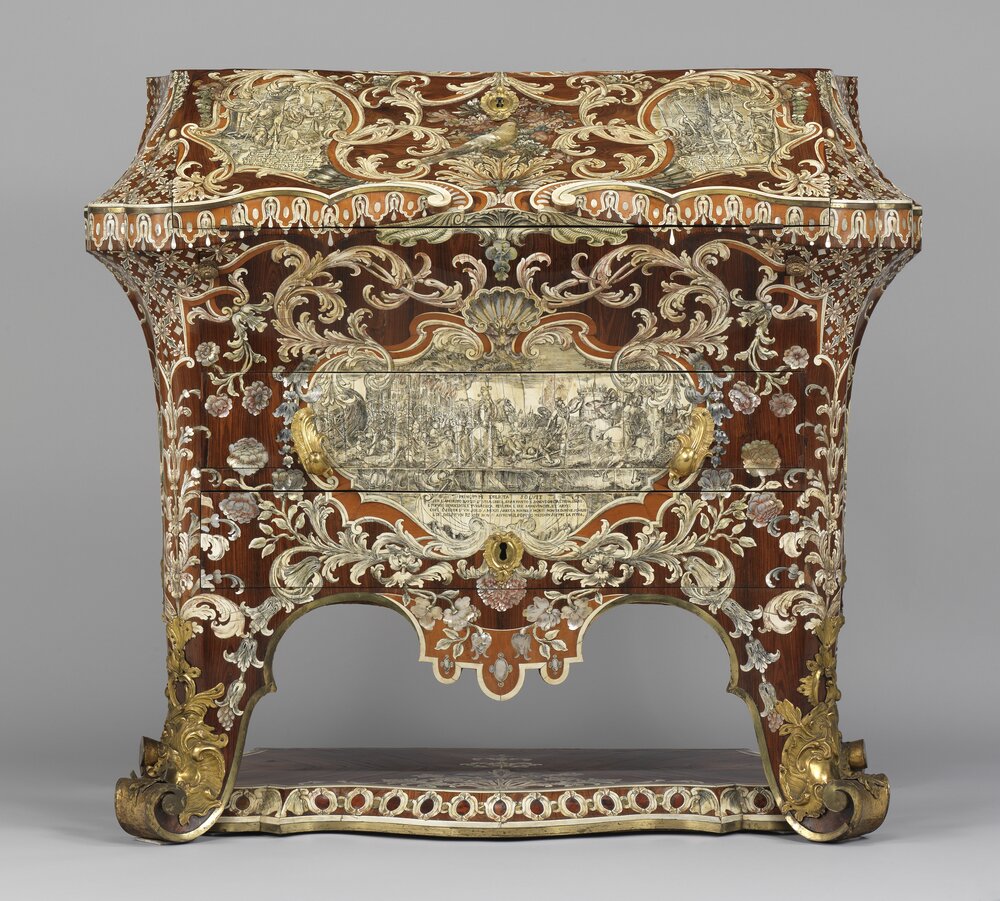 Rome, Quirinal Palace, P Piffetti, Double Body, inv. PR 373, DP 1668 - lower detail, before restoration