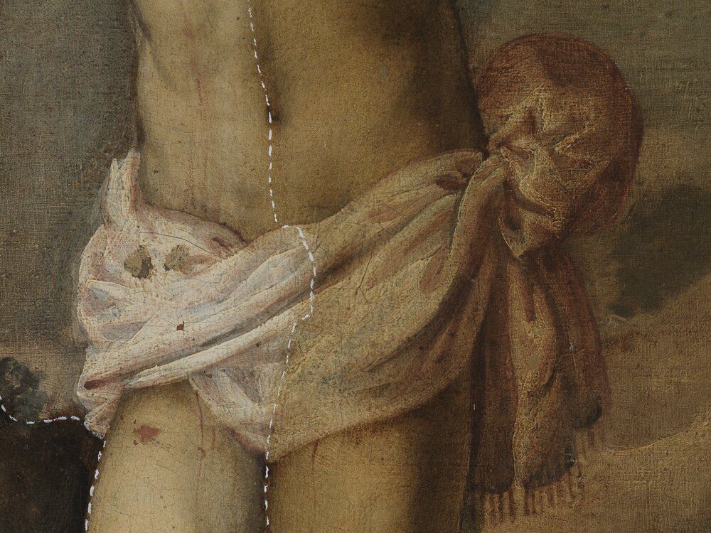 Padova,  Musei Civici - Museo d'arte medievale e moderna, J. Robusti (Tintoretto), Crocifissione - durante il restauro