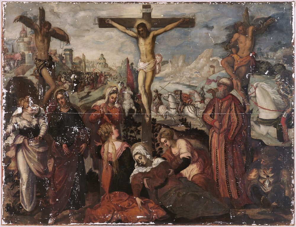 Padova,  Musei Civici - Museo d'arte medievale e moderna, J. Robusti (Tintoretto), Crocifissione - durante il restauro