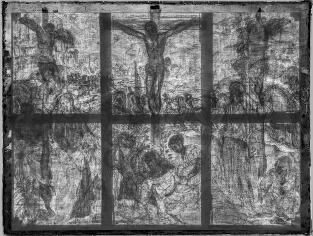 Padova, Musei Civici - Museo d'arte medievale e moderna, J. Robusti (Tintoretto), Crocifissione - transilluminazione IR (1100 nm) dopo la pulitura