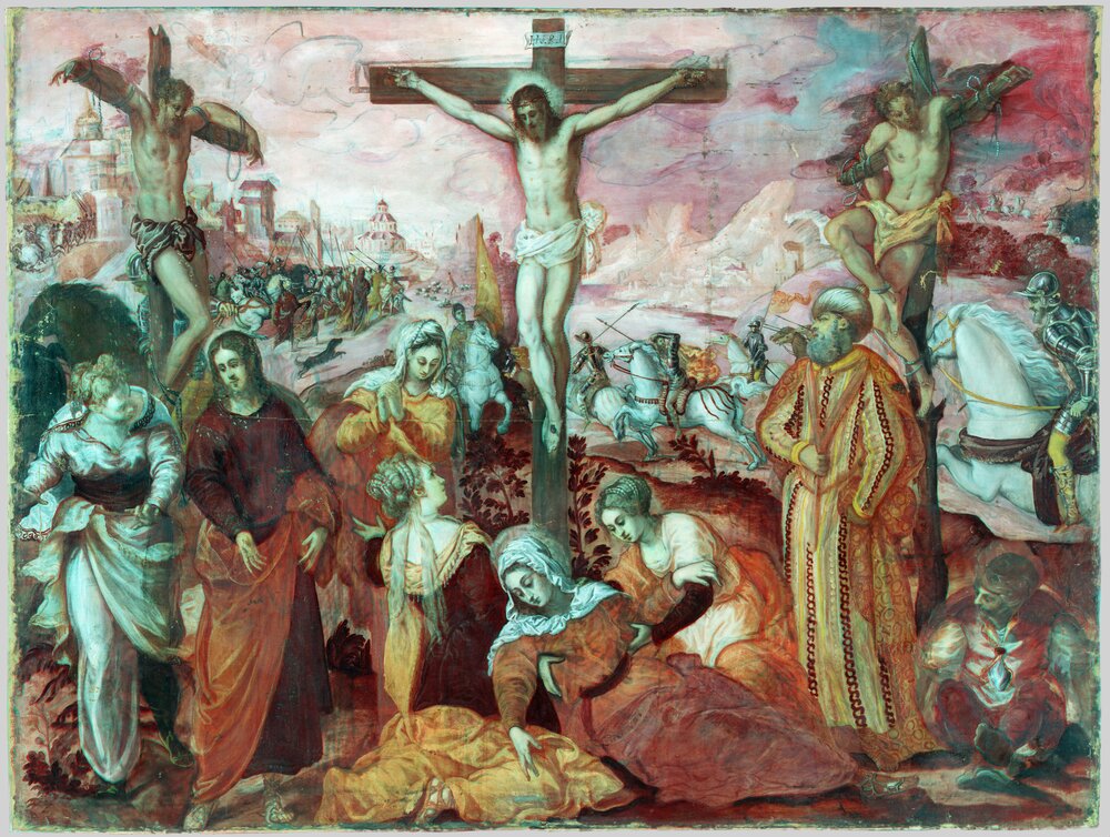 Padova,  Musei Civici - Museo d'arte medievale e moderna, J. Robusti (Tintoretto), Crocifissione - infrarosso in falso colore (1100nm) dopo la pulitura