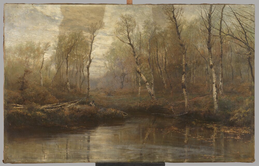 Moncalieri, Castello, F. Petiti, Landscape, inv. 529 S.M. - during restoration, cleaning