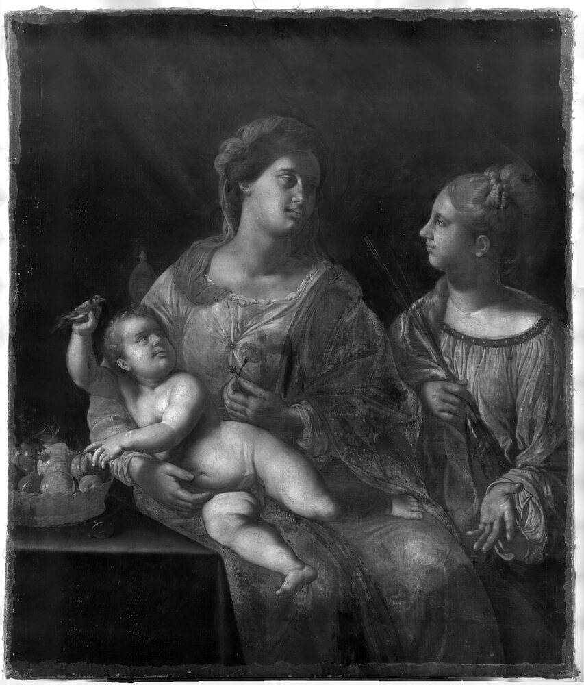 Moncalieri, Castello, A. Gramatica, Madonna con Bambino e S. Cristina, inv. 136 - infrarosso IR (1150 nm)