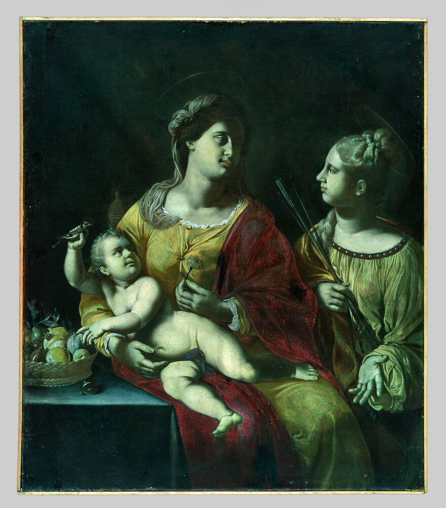 Moncalieri, Castello, A. Gramatica, Madonna con Bambino e S. Cristina, inv. 136 - infrarosso in falso colore (950 nm)