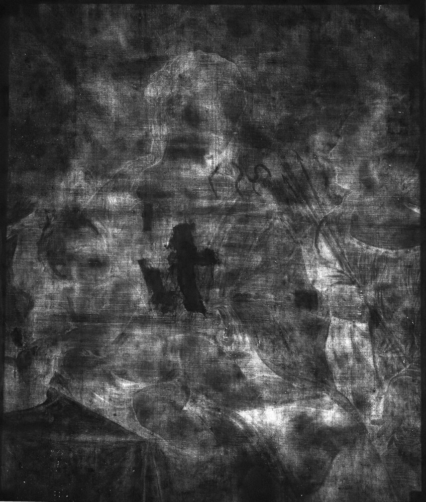 Moncalieri, Castello, A. Gramatica, Madonna con Bambino e S. Cristina, inv. 136 - transilluminazione in infrarosso