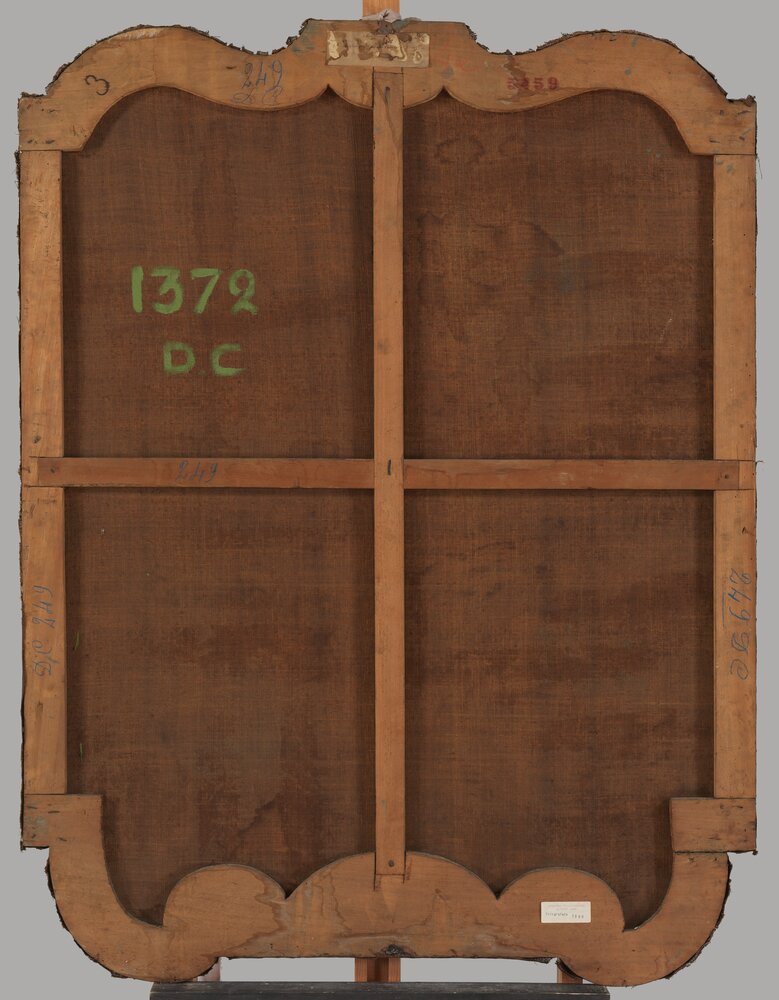 Moncalieri, Castello, P. D. Olivero, Pastoral scene (overlaps), inv. 252, verse - before restoration