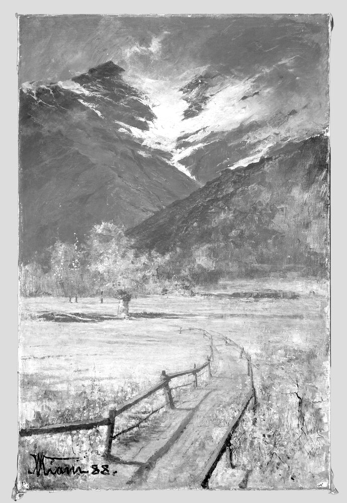 Moncalieri, Castello, M. Viani d'Ovrano, Mountain landscape, inv. 478 S.M - infrared IR (950 nm)