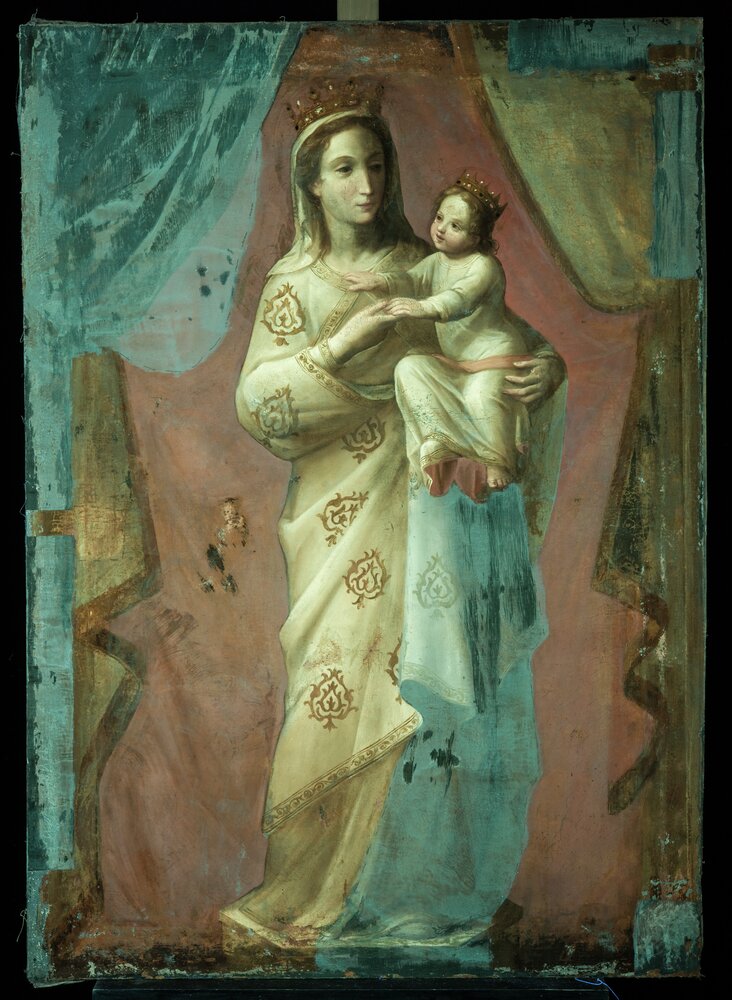 Moncalieri, Castello, Madonna of drills, inv. 459 - UV analysis during restoration