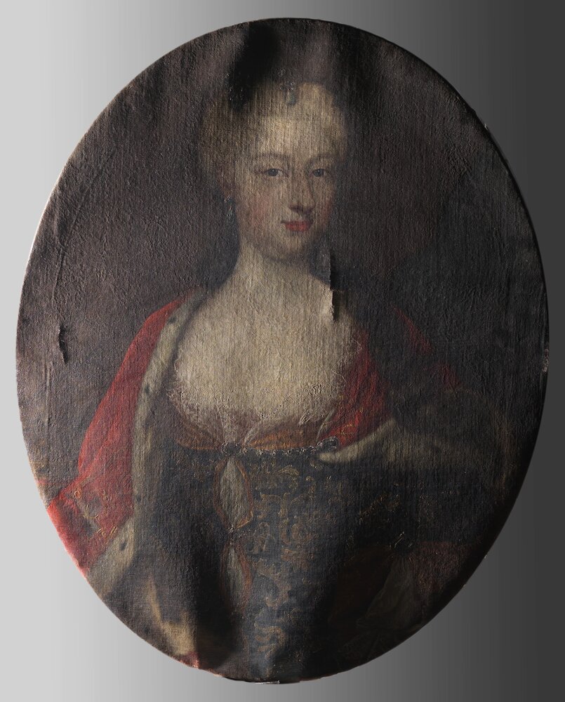 Venaria, Royal Palace, Portrait of Polyxena of Hesse, inv. R 353 - grazing light before restoration