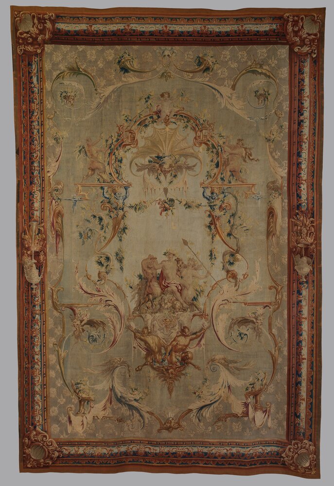 Torino, Palazzo Reale, J. De Vos, Grottesche e Bacco (arazzo), inv. 5027 - dopo il restauro