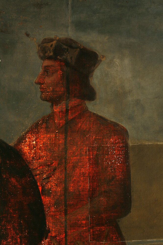 Moncalieri, Castle, Equestrian portrait of Philip of Savoy, Duke of Achaia, inv. 298 - backlight