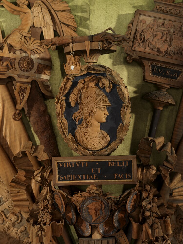 Turin, Civic Museum of Ancient Art - Palazzo Madama, G. M. Bonzanigo, Military Trophy, inv. 1161-L - during restoration