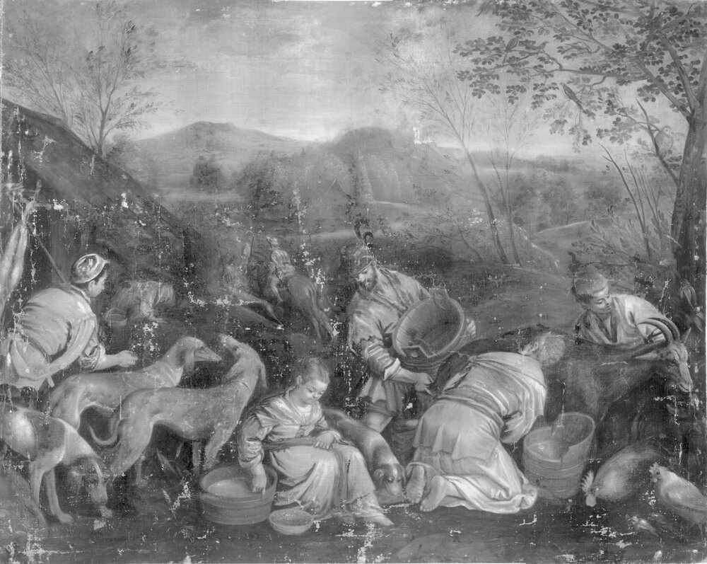 Nichelino, Hunting lodge of Stupinigi, J. da Ponte (Bassano), Country scene, inv. 54 - infrared (1150 nm)