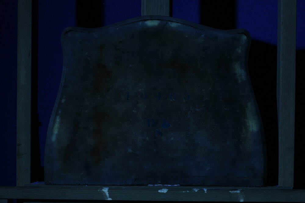 Nichelino, Hunting Lodge of Stupinigi, Bedside table inlaid with diamonds, inv. 6774 - UV analysis