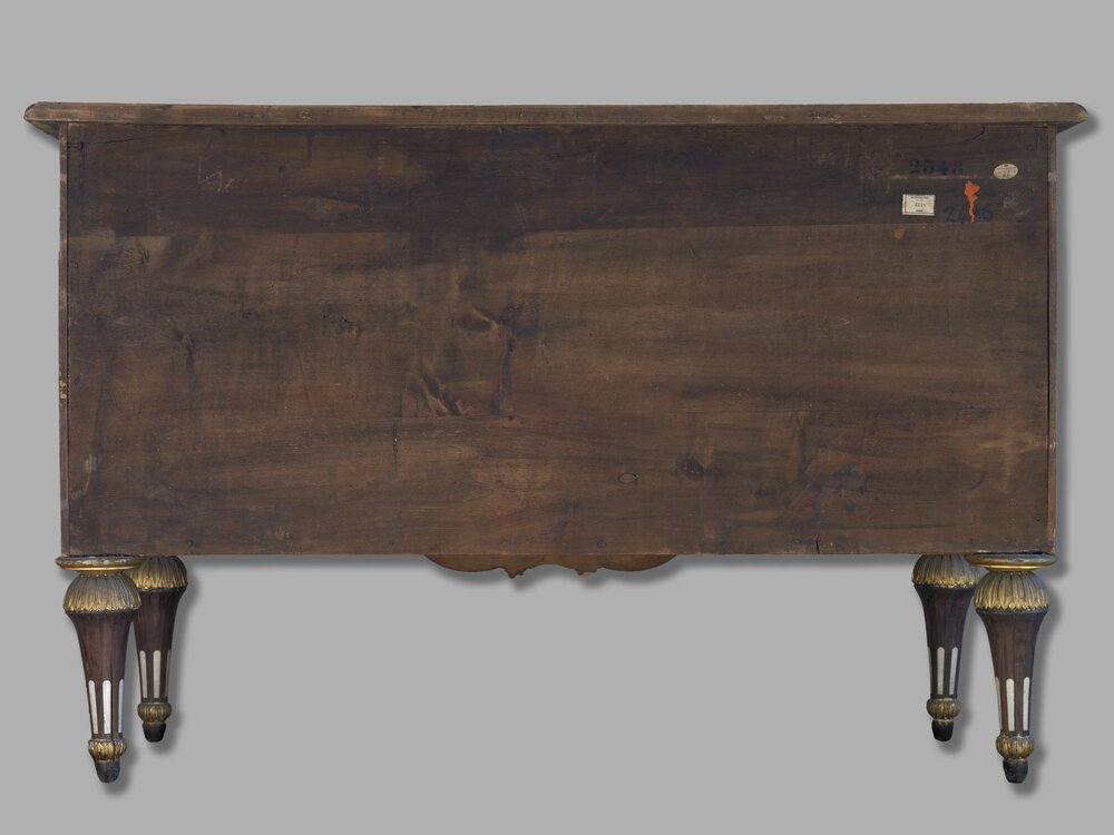 Palazzina di Caccia di Stupinigi, P. Piffetti, Chest of drawers inv. 2348 verse - before restoration
