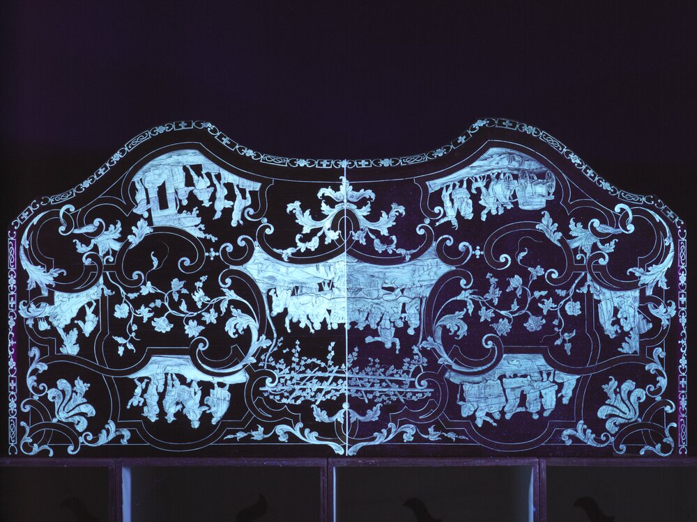 Nichelino, Stupinigi Hunting Lodge, L. Prinotto, Mazzarina Desk, inv. 2423 - UV analysis